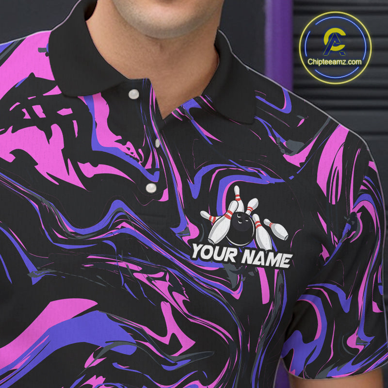 Custom Purple And Pink Drunk Bowling Balls And Pins Funny Beer Bowling Team Shirts For Men HNT656