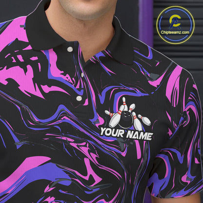 Custom Purple And Pink Drunk Bowling Balls And Pins Funny Beer Bowling Team Shirts For Men HNT656