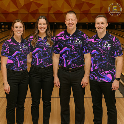 Custom Purple And Pink Drunk Bowling Balls And Pins Funny Beer Bowling Team Shirts For Men HNT656