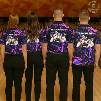 Custom Purple And Pink Drunk Bowling Balls And Pins Funny Beer Bowling Team Shirts For Men HNT656