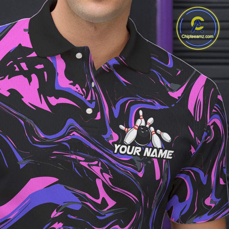Custom Purple And Pink Funny Drunk Beer Bowling Balls And Pins Bowling Team Shirts For Men HNT660