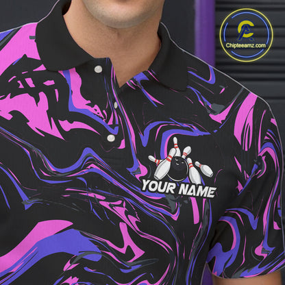 Custom Purple And Pink Funny Drunk Beer Bowling Balls And Pins Bowling Team Shirts For Men HNT660