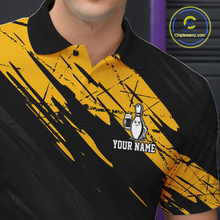 Load image into Gallery viewer, Custom Yellow Funny Bowling Tournament Jersey for Men Bowling Team Shirts Polo &amp; 1/4 Zip HNT178