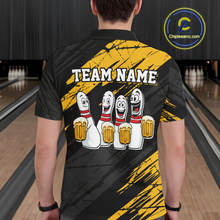 Load image into Gallery viewer, Custom Yellow Funny Bowling Tournament Jersey for Men Bowling Team Shirts Polo &amp; 1/4 Zip HNT178