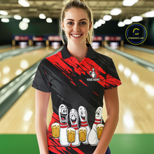 Load image into Gallery viewer, Custom Red Funny Bowling Tournament Jersey for Women Bowling Team Shirts Polo &amp; 1/4 Zip HNT178