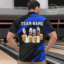Load image into Gallery viewer, Custom Blue Funny Bowling Tournament Jersey for Men Bowling Team Shirts Polo &amp; 1/4 Zip HNT178