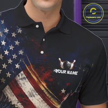 Load image into Gallery viewer, Custom Grunge US Flag Eagle Bowling Shirt for Men Bowling Uniform Bowling Team Shirts HNT318
