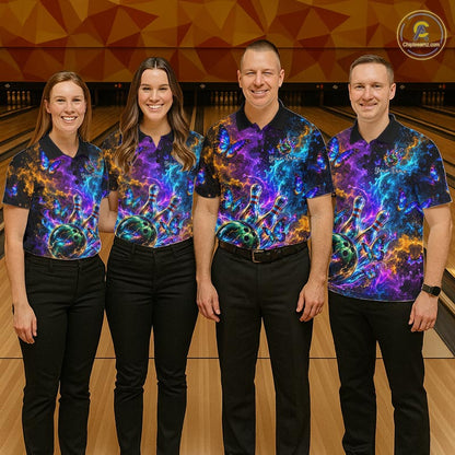 Neon Butterfly Galaxy Fire Splash Bowling Shirts for Women Custom Bowling Team jerseys HNT516