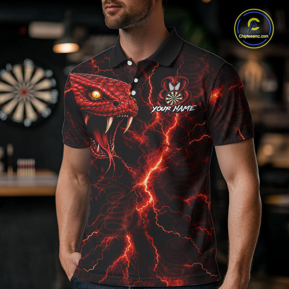 Custom Thunder Cobra Snake Darts Shirt for Men Darts Team Jerseys Dart League Polo & 1/4 Zip NNT323
