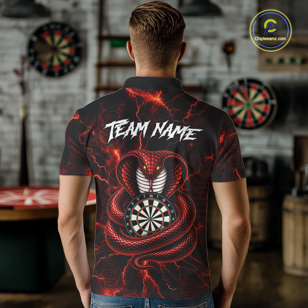 Custom Thunder Cobra Snake Darts Shirt for Men Darts Team Jerseys Dart League Polo & 1/4 Zip NNT323