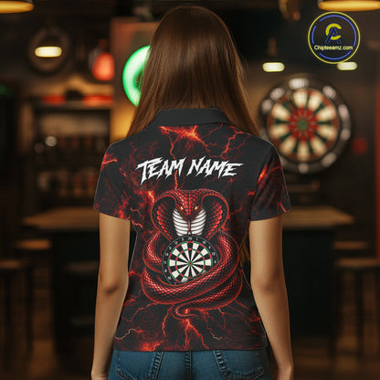 Custom Thunder Cobra Snake Darts Shirt for Women Darts Team Jerseys Dart League Polo & 1/4 Zip NNT323