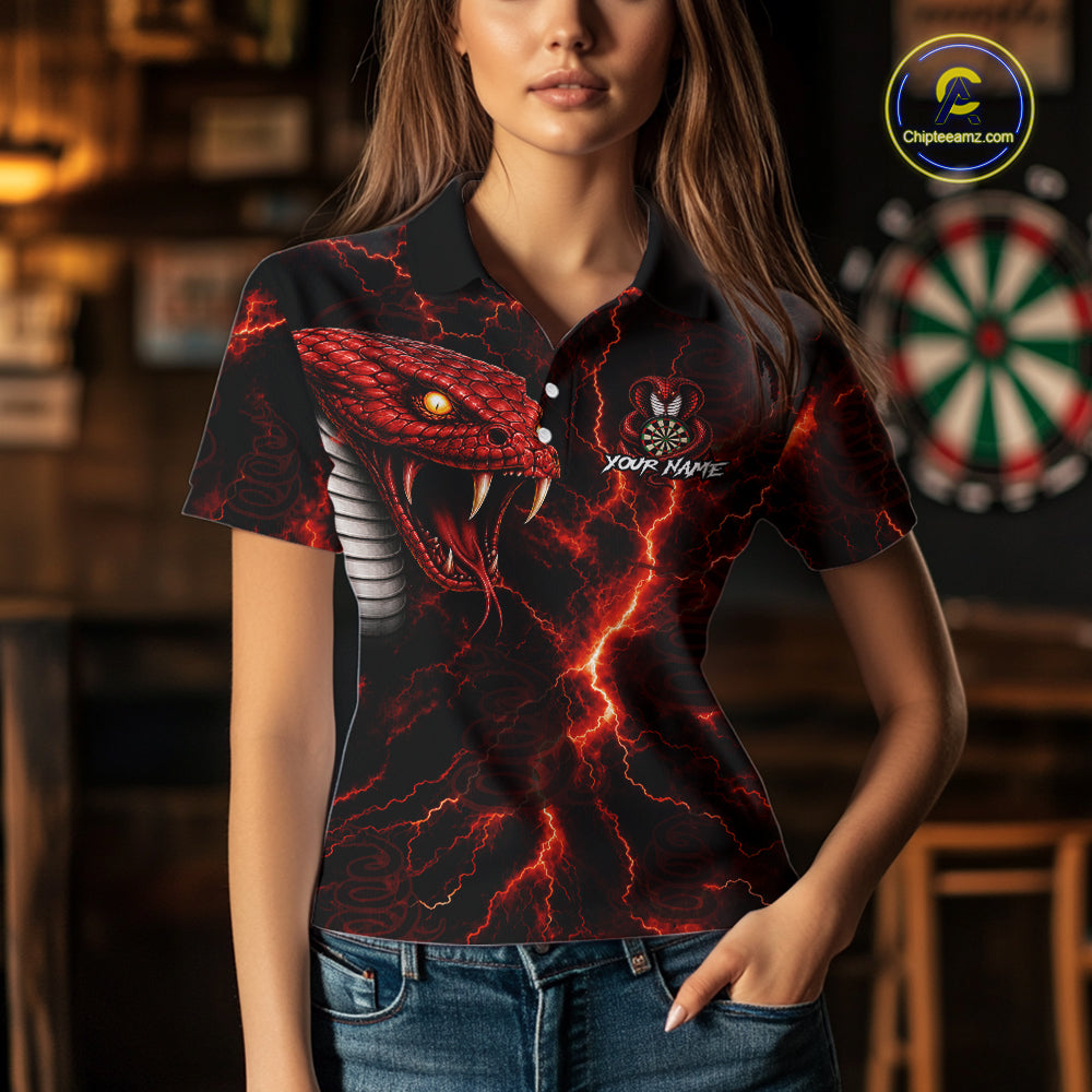 Custom Thunder Cobra Snake Darts Shirt for Women Darts Team Jerseys Dart League Polo & 1/4 Zip NNT323