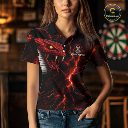 Custom Thunder Cobra Snake Darts Shirt for Women Darts Team Jerseys Dart League Polo & 1/4 Zip NNT323