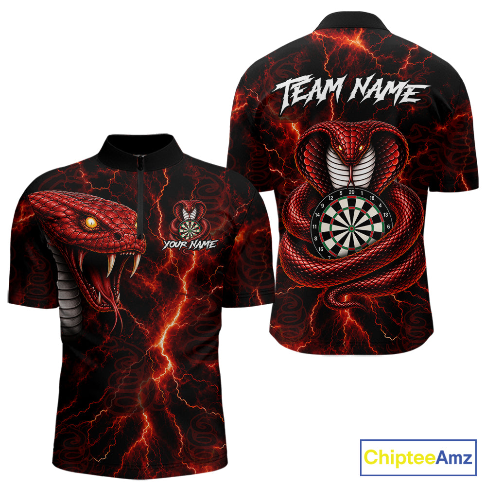 Custom Thunder Cobra Snake Darts Shirt for Men Darts Team Jerseys Dart League Polo & 1/4 Zip NNT323