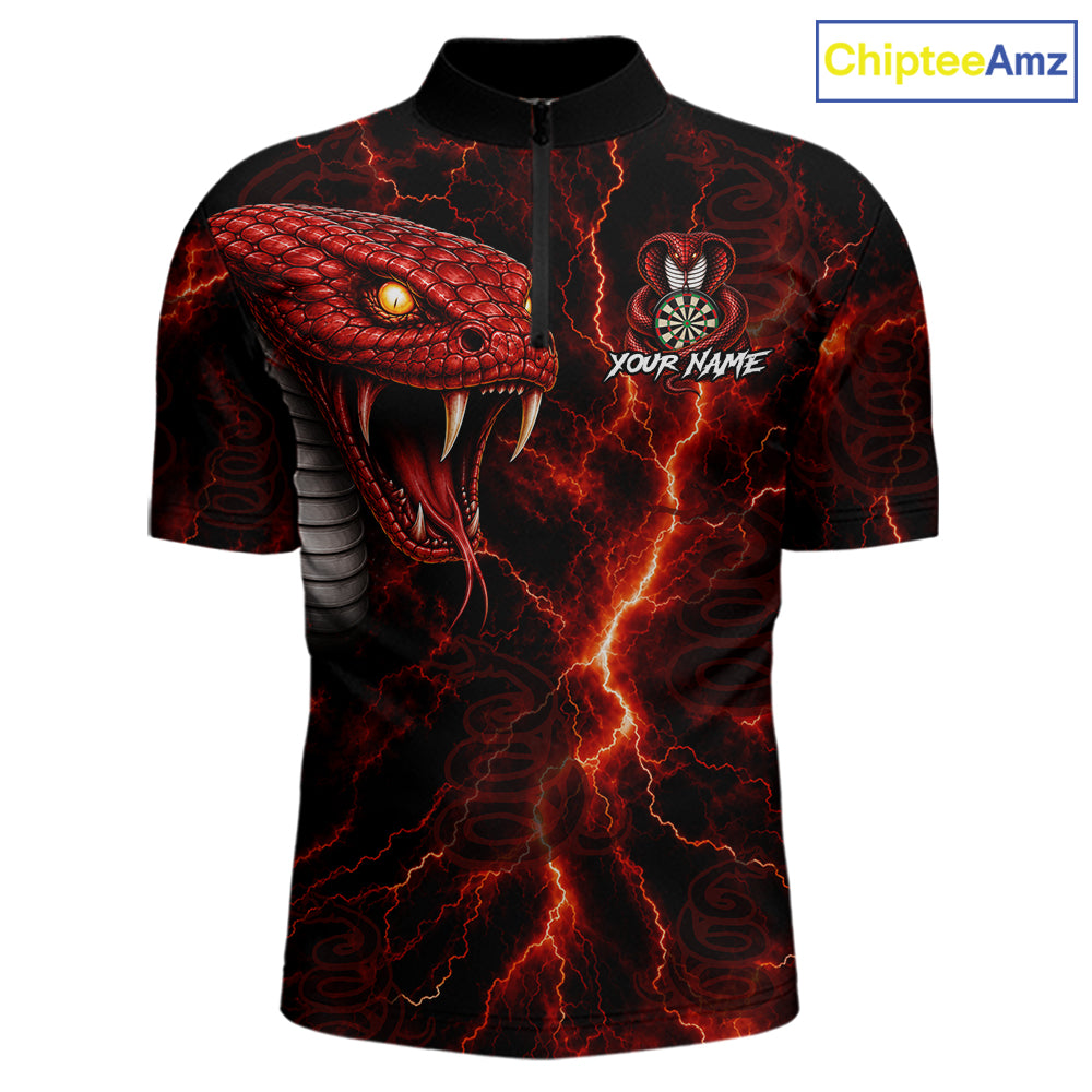 Custom Thunder Cobra Snake Darts Shirt for Men Darts Team Jerseys Dart League Polo & 1/4 Zip NNT323