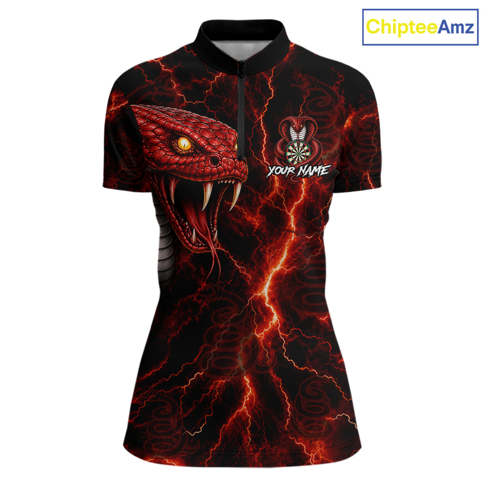 Custom Thunder Cobra Snake Darts Shirt for Women Darts Team Jerseys Dart League Polo & 1/4 Zip NNT323