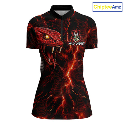 Custom Thunder Cobra Snake Darts Shirt for Women Darts Team Jerseys Dart League Polo & 1/4 Zip NNT323