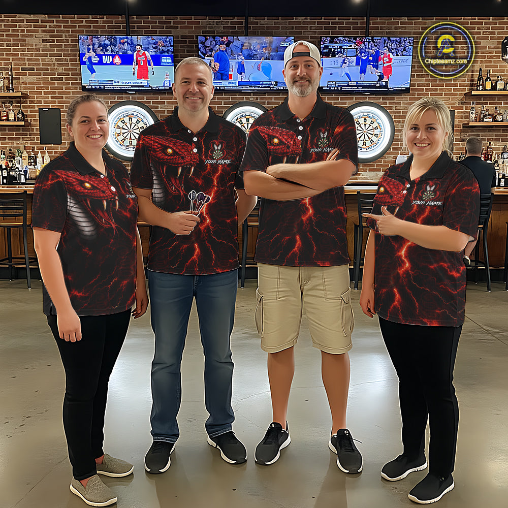 Custom Thunder Cobra Snake Darts Shirt for Men Darts Team Jerseys Dart League Polo & 1/4 Zip NNT323
