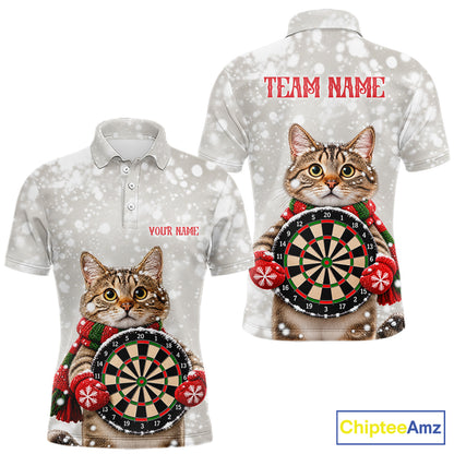 Custom Cat Darts Shirt for Men Christmas Darts Team Jerseys Dart Tournament Polo & 1/4 Zip NNT325
