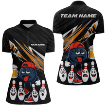 Load image into Gallery viewer, Custom Orange Beer Bowling Jersey for Women Bowling Team Shirts Bowling Uniform Polo &amp; 1/4 Zip HNT133