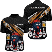 Load image into Gallery viewer, Custom Orange Beer Bowling Jersey for Men Bowling Team Shirts Bowling Uniform Polo &amp; 1/4 Zip HNT133