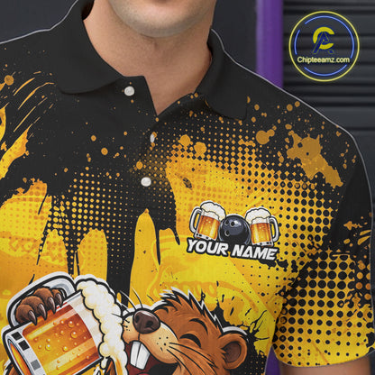 Custom Funny Beer Beaver Bowling Team Jersey Bowling Shirts for Men Bowling Tournament HNT663