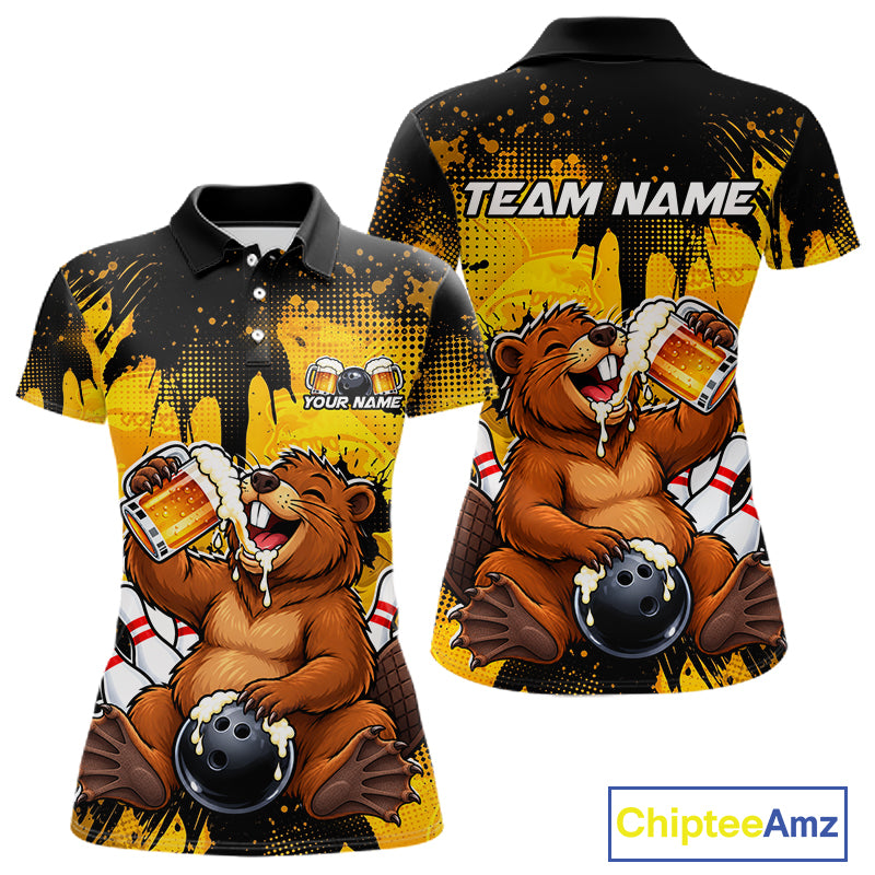 Custom Funny Beer Beaver Bowling Team Jersey Bowling Shirts for Women Bowling Tournament HNT663