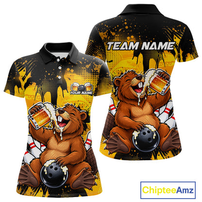 Custom Funny Beer Beaver Bowling Team Jersey Bowling Shirts for Women Bowling Tournament HNT663