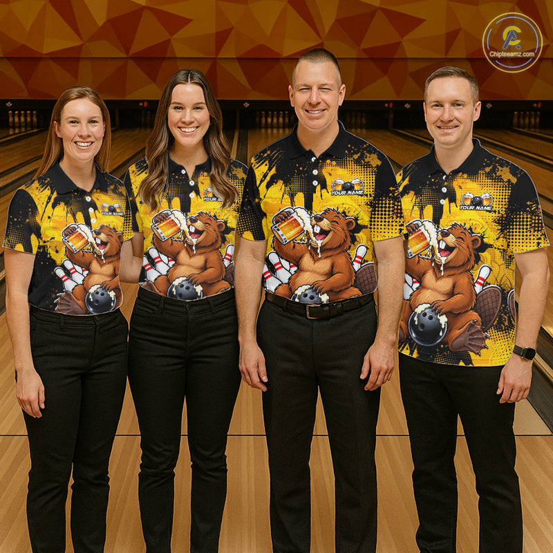 Custom Funny Beer Beaver Bowling Team Jersey Bowling Shirts for Women Bowling Tournament HNT663