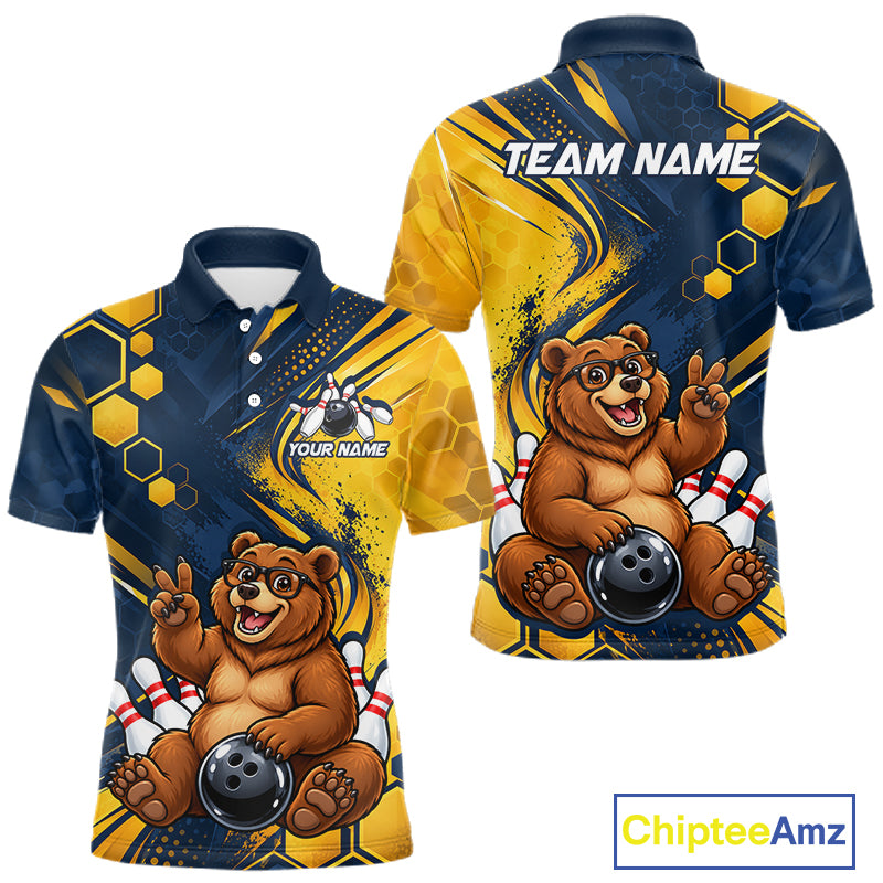 Custom Funny Cool Bear Bowling Team Jersey Bowling Shirts for Men Bowling Tournament HNT664