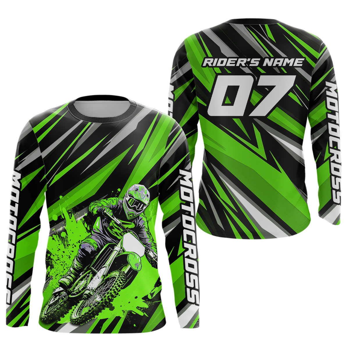 Custom Green Youth Motocross Jersey Racing for Kid Men Women MX Dirt Bike Shirts UPF30+ DNT47