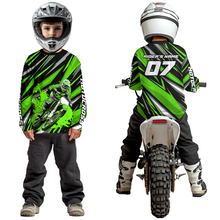 Load image into Gallery viewer, Custom Green Youth Motocross Jersey Racing for Kid Men Women MX Dirt Bike Shirts UPF30+ DNT47