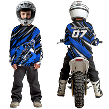 Load image into Gallery viewer, Custom Blue Youth Motocross Jersey Racing for Kid Men Women MX Dirt Bike Shirts UPF30+ DNT47