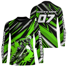 Load image into Gallery viewer, Custom Green Youth Motocross Jersey Racing for Kid Men Women MX Dirt Bike Shirts UPF30+ DNT47