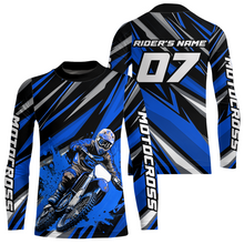 Load image into Gallery viewer, Custom Blue Youth Motocross Jersey Racing for Kid Men Women MX Dirt Bike Shirts UPF30+ DNT47
