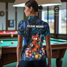 Load image into Gallery viewer, Custom Teal Blue Chicken 8 Ball Billiard Shirt for Women Billiard Jerseys Team Billiard League NNT197
