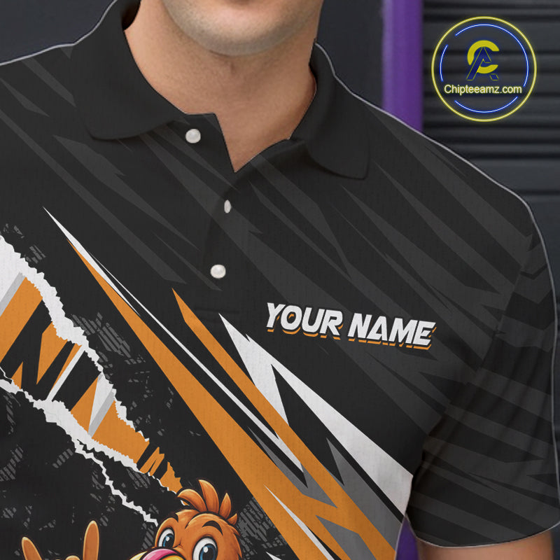 Custom Orange Turkey Bowling Shirts For Men, Thanksgiving Bowling Team Jerseys for Bowler HNT595