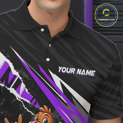 Custom Purple Turkey Bowling Shirts For Men, Thanksgiving Bowling Team Jerseys for Bowler HNT595