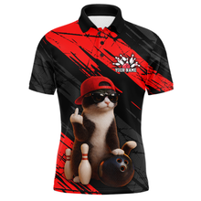 Load image into Gallery viewer, Custom Funny Cat Red Bowling Jersey for Men Bowling Polo &amp; 1/4 Zip Bowling Team Shirts HNT198