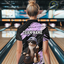 Load image into Gallery viewer, Custom Funny Cat Holographic Bowling Jersey for Women Bowling Polo &amp; 1/4 Zip Bowling Team Shirts HNT198