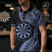 Load image into Gallery viewer, Custom Blue Tribal Dart Shirts for Men Dart Team Jersey Dartboard Gifts Polo &amp; 1/4 Zip NNT163