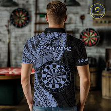 Load image into Gallery viewer, Custom Blue Tribal Dart Shirts for Men Dart Team Jersey Dartboard Gifts Polo &amp; 1/4 Zip NNT163