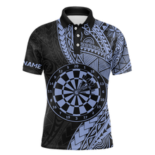 Load image into Gallery viewer, Custom Blue Tribal Dart Shirts for Men Dart Team Jersey Dartboard Gifts Polo &amp; 1/4 Zip NNT163
