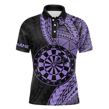 Load image into Gallery viewer, Custom Purple Tribal Dart Shirts for Men Dart Team Jersey Dartboard Gifts Polo &amp; 1/4 Zip NNT163