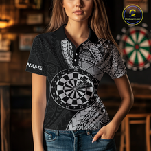 Load image into Gallery viewer, Custom White Tribal Dart Shirts for Women Dart Team Jersey Dartboard Gifts Polo &amp; 1/4 Zip NNT163