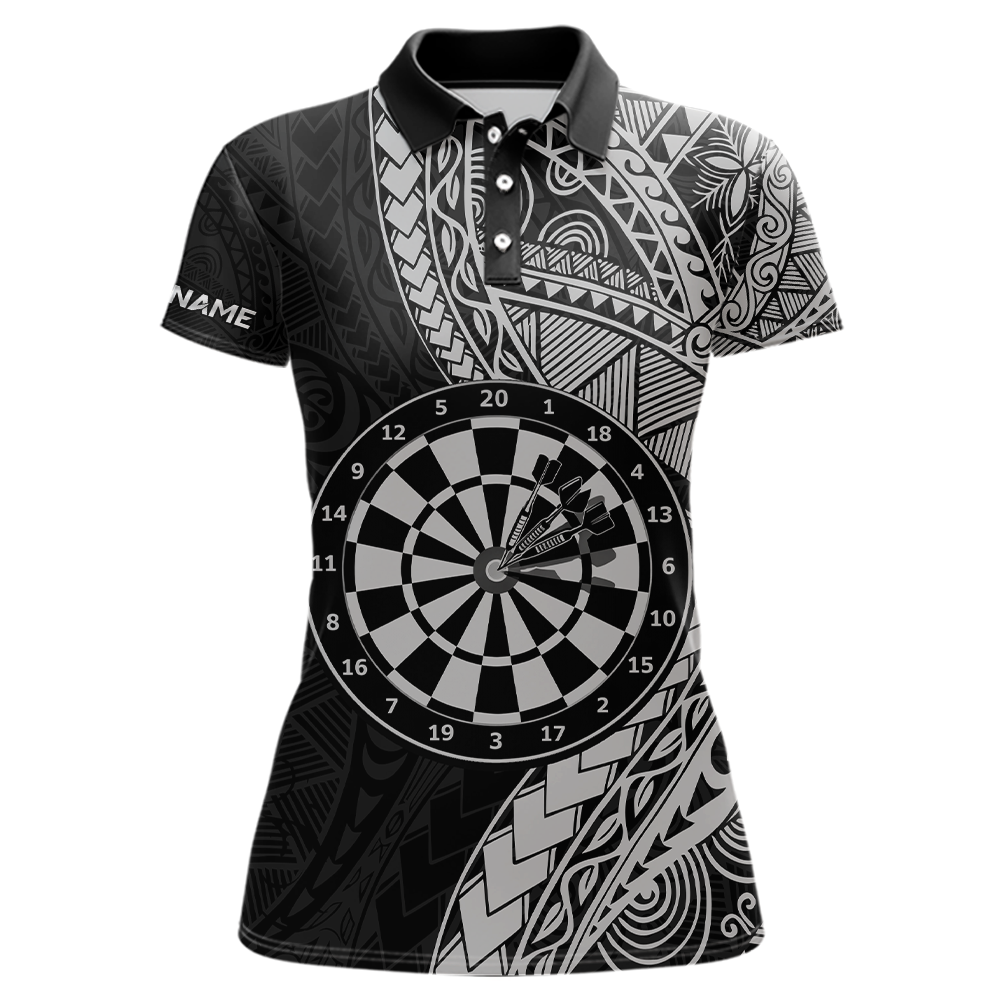 Custom White Tribal Dart Shirts for Women Dart Team Jersey Dartboard Gifts Polo & 1/4 Zip NNT163