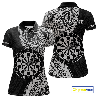 Custom White Tribal Dart Shirts for Women Dart Team Jersey Dartboard Gifts Polo & 1/4 Zip NNT163