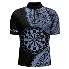 Load image into Gallery viewer, Custom Blue Tribal Dart Shirts for Men Dart Team Jersey Dartboard Gifts Polo &amp; 1/4 Zip NNT163