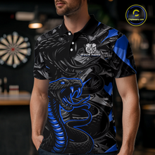 Load image into Gallery viewer, Blue Custom Cobra Snake Dart Shirts for Men Dart Team Jersey Dartboard Gifts Polo &amp; 1/4 Zip NNT162