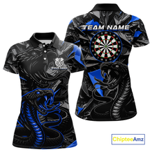 Load image into Gallery viewer, Blue Custom Cobra Snake Dart Shirts for Women Dart Team Jersey Dartboard Gifts Polo &amp; 1/4 Zip NNT162